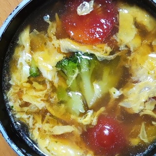 ブロッコリーとミニトマトの卵スープ